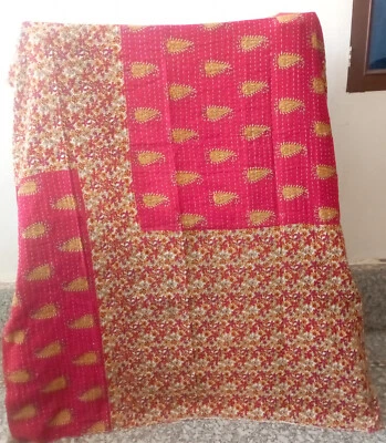 Wholesale Lot Of Indian Vintage Kantha Quilt Handmade Throw Reversible Blanket - Image 1 of 2
