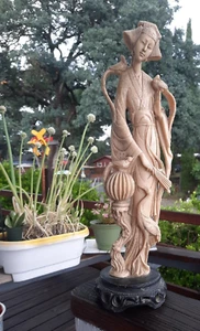 Vintage 20" Hand Carved Chinese Oriental Asian Woman - Picture 1 of 11