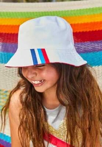 Justice Girls Logo & Stripe Reversible Bucket Hat New With Tags Free Shipping - Picture 1 of 12