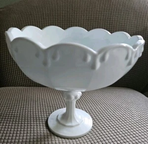 Vintage Indiana Glas Akzent Träne Standfuß Kompott überbacken WT Milchglas Schüssel - Bild 1 von 20