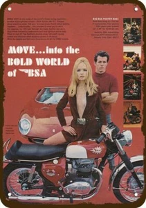 1968 BSA SPITFIRE Motorcycle & Ferrari Vintge-Look DECORATIVE REPLICA METAL SIGN - Picture 1 of 1