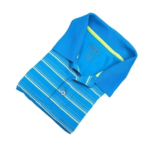Foundry Polo Shirt Mens LT Striped Blue Neon - Picture 1 of 10