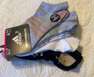 Girls Adidas Superlite Aeroready Super No-Show 6 Pairs Socks Medium 13C-4Y New - Picture 1 of 3