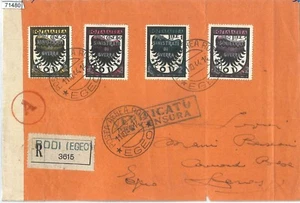71480 - EGEO Rodi - Storia Postale - Sassone S39 su BUSTA FDC RACCOMANDATA 1944 - Picture 1 of 1