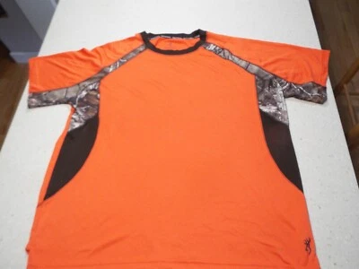 BROWNING MENS XL ORANGE AND CAMOUFLAGE SHORT SLEEVE SHIRT. Snag & Spot - Image 1 of 4