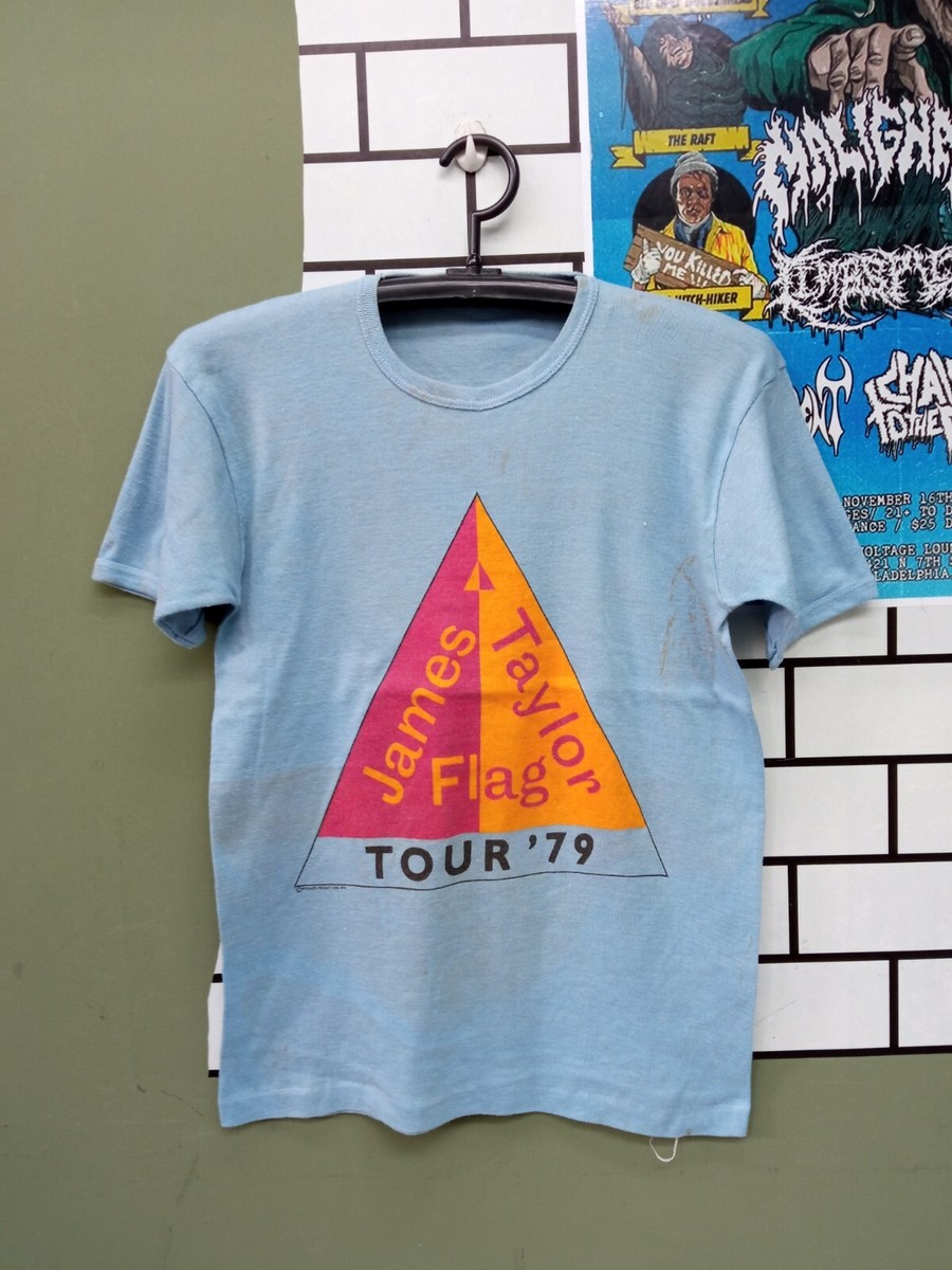 James Taylor Flag Tour 1979 Vintage T Shirt Rock Band Album blue