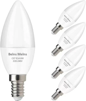 Belns Melns 5x E14 LED Candle Light Bulb 6W 490lm Small Edison Warm White C37 - Image 1 of 4
