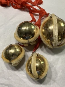 Vtg 60s Blown Glass Christmas Ornaments Twist Wire & Chenille Steam Detail Lot 4 - Picture 1 of 11