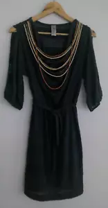 5th Culture Short Sleeve Blue Belted Lined Sweater Shift Dress Size L - Picture 1 of 11