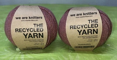 We Are Knitters El hilo reciclado 95 % algodón 2 rosa frambuesa 3,5 oz 210 yardas Foto 1 de 3