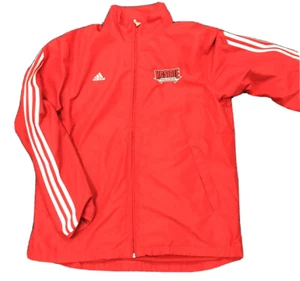 NC STATE WOLFPACK ADIDAS JACKET Full Zip Up Size Small Red Track Style Jacket - Picture 1 of 8