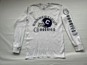 NWT * VTG * UConn Huskies Football Gray Cotton Crew Neck Long Sleeves T-Shirt S - Picture 1 of 4