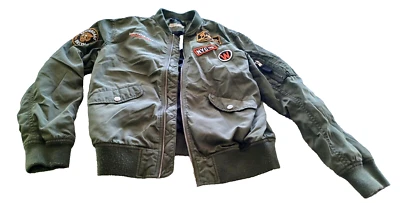 Chaqueta H&M Unisex 10-12Y Verde Monopatín Brooklyn NYC Patinadores Cremallera Completa Parches Foto 1 de 4