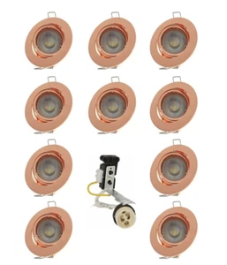 Paquete de 10 Downlights de Techo Oro Rosa GU10 Tilt Twist Lock Foco Empotrado - Imagen 1 de 9