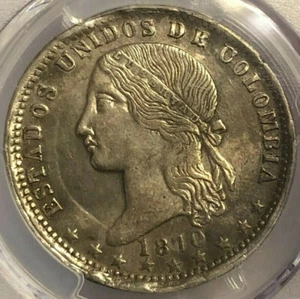 1870 Colombia Peso large silver coin----Low mintage! - Picture 1 of 3