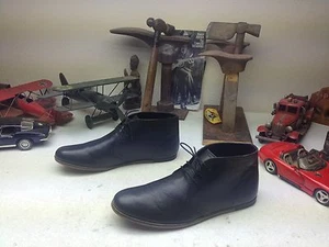 HAWKINGS McGILL BLACK LEATHER LACE UP ENGINEER BOSS CHUKKA ANKLE BOOTS 10.5 D - Picture 1 of 12