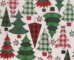 Various Size Plaid Christmas Trees Vinyl Flannel Backed Tablecloth by Elrene - Picture 1 of 2