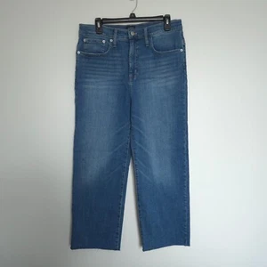 NEU AO591 J Crew High Rise Slim Wide Leg Blue Jeans Gr. 31 Neu mit Etikett ausgefranster Saum - Bild 1 von 11
