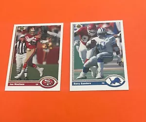 1991 Upper Deck Joe Montana and Barry Sanders Promo Card Set Cards # 1 & 500 - Picture 1 of 2