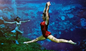 Weeki Wachee Mermaids Florida Postcard Lady Underwater Doing Split Show Chrome - Picture 1 of 3