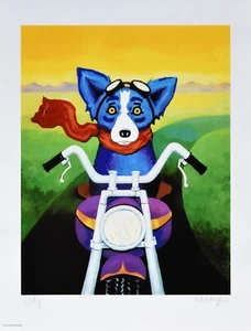 George Rodrigue Blue Dog A Faster Breed Reverse Silkscreen Print Signed Artwork - Picture 1 of 5
