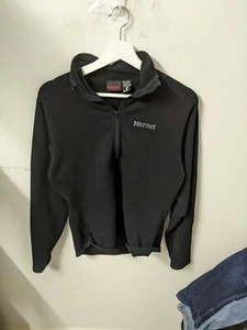 Marmot Jumper Womens Size M Black Polyester Blend Fleece 1/4 Zip Logo Script - Picture 1 of 8
