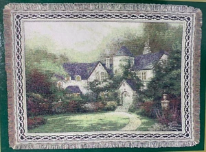 Manta Thomas Kinkade Beyond Autumn Gate 48” x 67” tapiz de chenilla - Imagen 1 de 6
