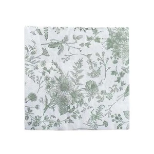 White Sage Green 20 Floral Design 13" x 13" Dinner Paper Napkins Party Events - Picture 1 of 9
