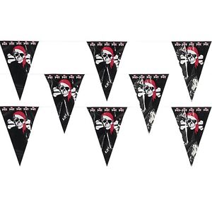 100ft String of PIRATE Flags PENNANT Birthday Party Banner Skull Crossbones