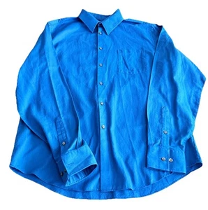 Geoffrey Beene Wrinkle Free Dress Shirt size 17 36/37 Fitted Blue Sateen - Picture 1 of 5