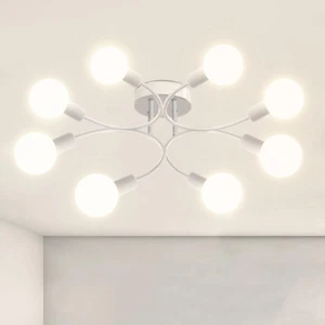 Lampadario Soggiorno Industriale,8 Luci Plafoniera Soffitto Vintage E27,Lampada - Foto 1 di 12