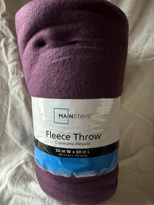 Purple Fleece Throw Blanket 50 Inches Wide x 60 Inches - Image 1 of 3