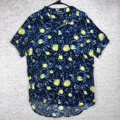 Hot Topic Starry Night Vincent Van Gogh Art AOP Rayon Button Shirt Men's Size XL - Image 1 of 4