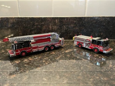 NEW! Code 3 Collectibles Custom Chicago Fire Department Ladder Truck and Engine - Image 1 of 4