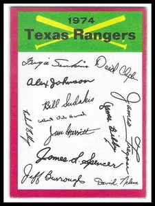 Texas Rangers 1974 Topps Red Team Checklist - Fergie Jenkins EX+ Unmarked - Picture 1 of 2
