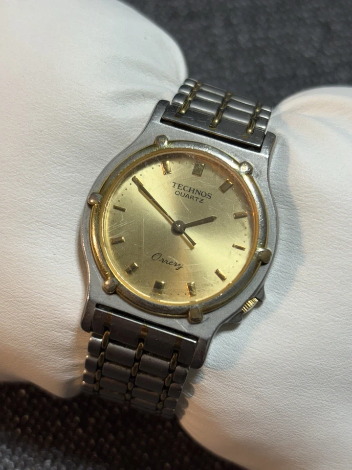 Vintage Swiss Technos Watch Women 30mm Silver/Gold Tone Stainless Band New Bat - Image 1 of 4