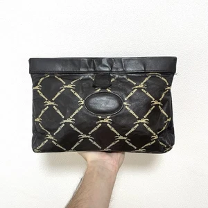 Vintage Longchamp Monogram Leather Bag Pouch Case Vanity M Monogram Brown 90’s - Picture 1 of 12