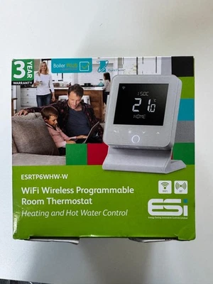 ESI Smart Wireless Programmable Room Thermostat Metal Stand  ESRTP6WHW-W - White - Image 1 of 4