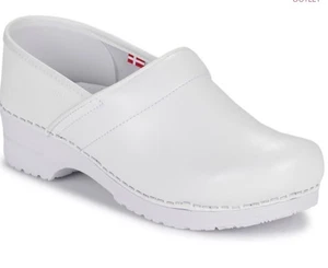 Sanita PU beschichtete Leder Clogs für Männer Fußgewölbestütze, robust, weiß Krankenschwester 43EU - Bild 1 von 6