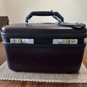 Vintage Samsonite Profile Train Case Hard Shell Luggage Burgundy/ Dark Brown - Picture 1 of 10