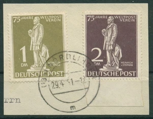 Berlin 1949 75 Jahre Weltpostverein UPU, Heinrich von Stephan 40 + 41 Briefstück - Bild 1 von 1