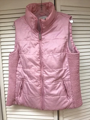 Chaleco Liz Claiborne Talla XL Rosa Aislado Lados Elastizados Mujer Puffer Cremallera Foto 1 de 4