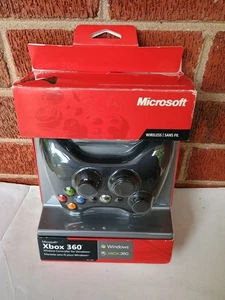 Controlador Inalámbrico Microsoft Xbox 360 y PC Windows Negro NUEVO Caja Abierta - Imagen 1 de 6