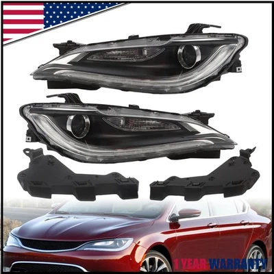 For Chrysler 200 2015-2017 Headlights Left+Right Side Black W/LED DRL Halogen - Изображение 1 из 4