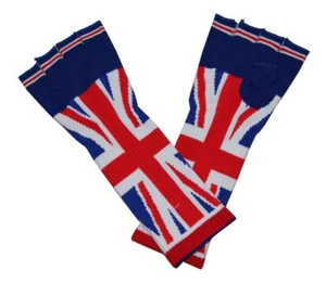 UK Flag Union Jack Arm Warmer Long Fingerless Gloves Blue Red White - Picture 1 of 1