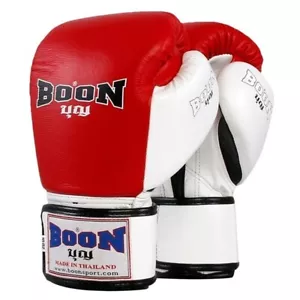 Guantes de Boxeo Muay Thai Boon Cuero Entrenamiento MMA Cómodos Hechos TH Talla 12-16oz - Imagen 1 de 7