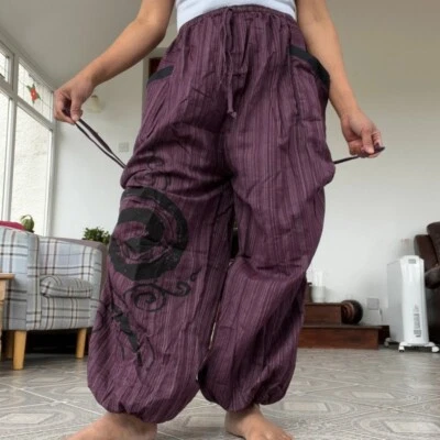 Purple Baggy Harem Pants Boho Hippie Yoga Ali Baba Palazzo Trousers Mens Womens - Image 1 of 4