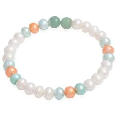 Freshwater Pearl Bracelet Womens Multi Color Bracelet and Bangle Stretchable - Image 1 of 4