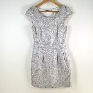Sportsgirl womens dress size 8 fit flare silver short sleeve round neck 100929 - Picture 1 of 9
