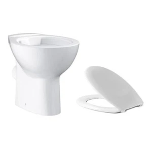Grohe Bau Stand WC Tiefspüler Klo Toilette mit Baltic Sitz Deckel Set - Bild 1 von 1